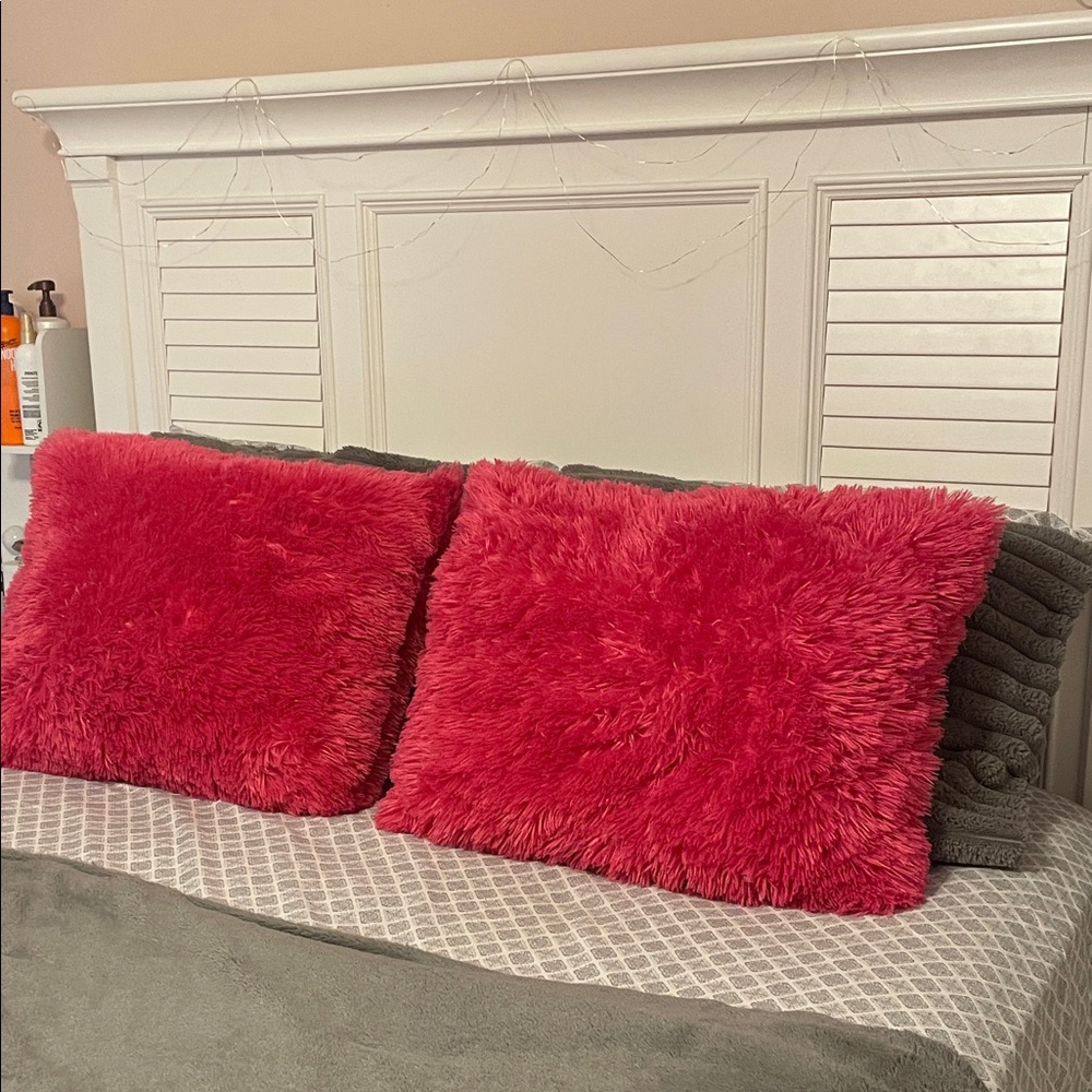 Pink Fuzzy Accent Pillows